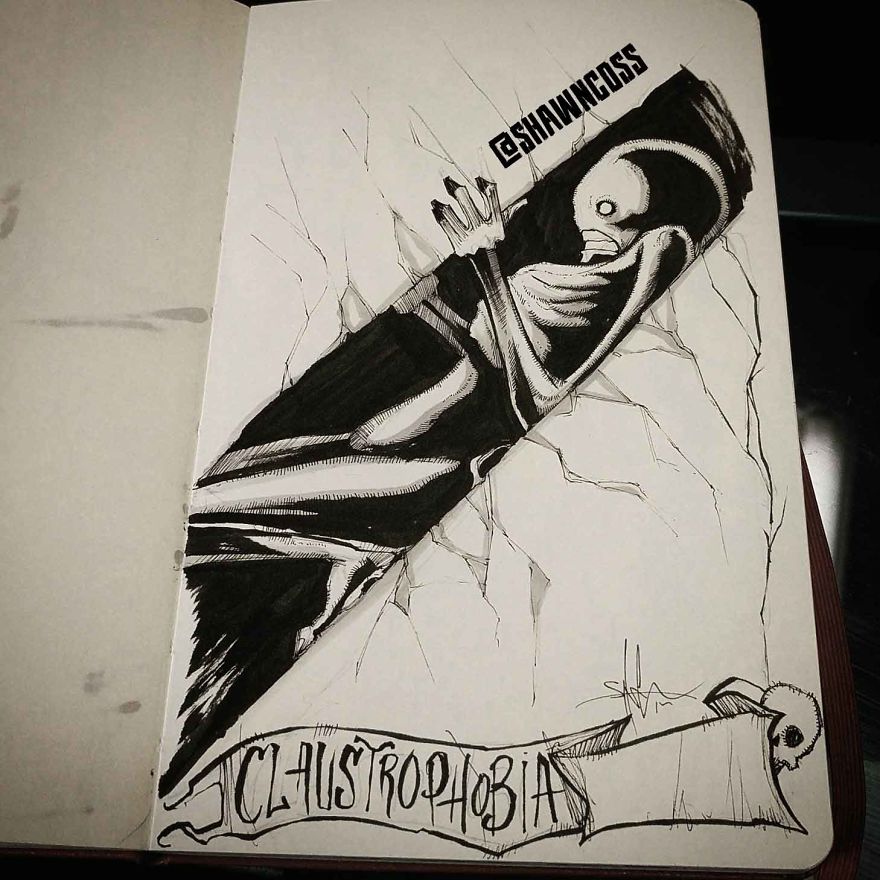 Claustrophobia - Creepy, frightening drawings about the most common phobias of a person and their description Клаустрофобия - Изображения фобий человека