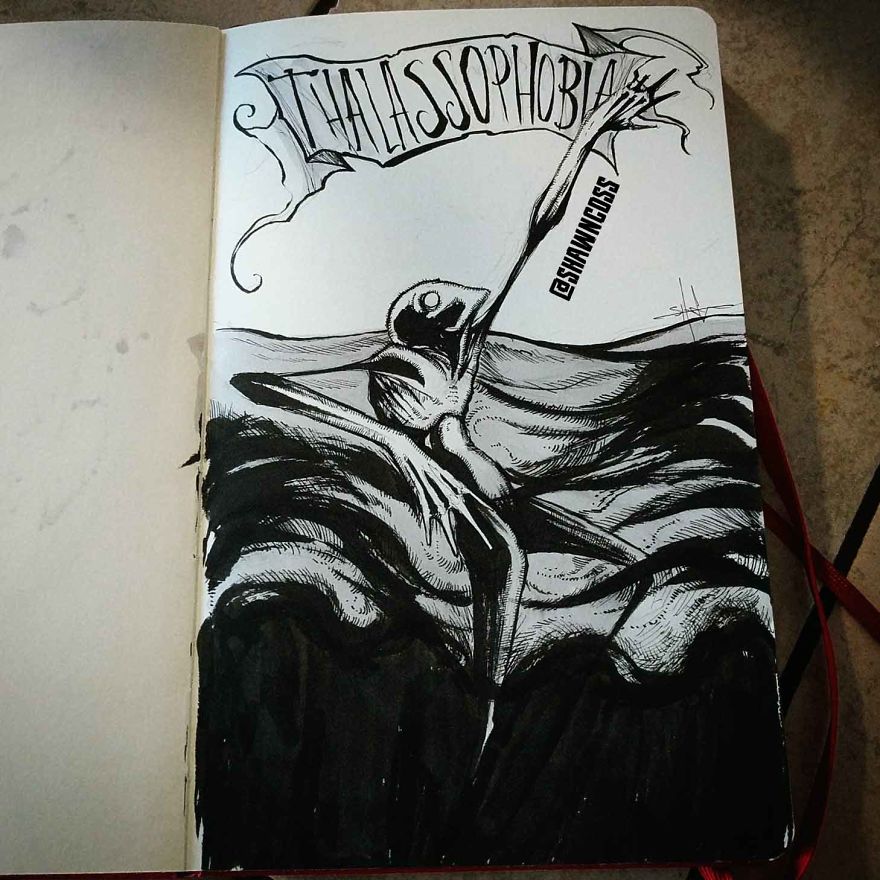 Thalassophobia - Creepy, frightening drawings about the most common phobias of a person and their description Талассофобия - Изображения фобий человека