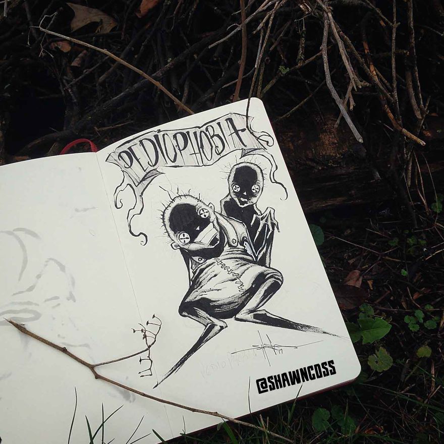 Pedophobia - Creepy, frightening drawings about the most common phobias of a person and their description Педиофобия - Изображения фобий человека