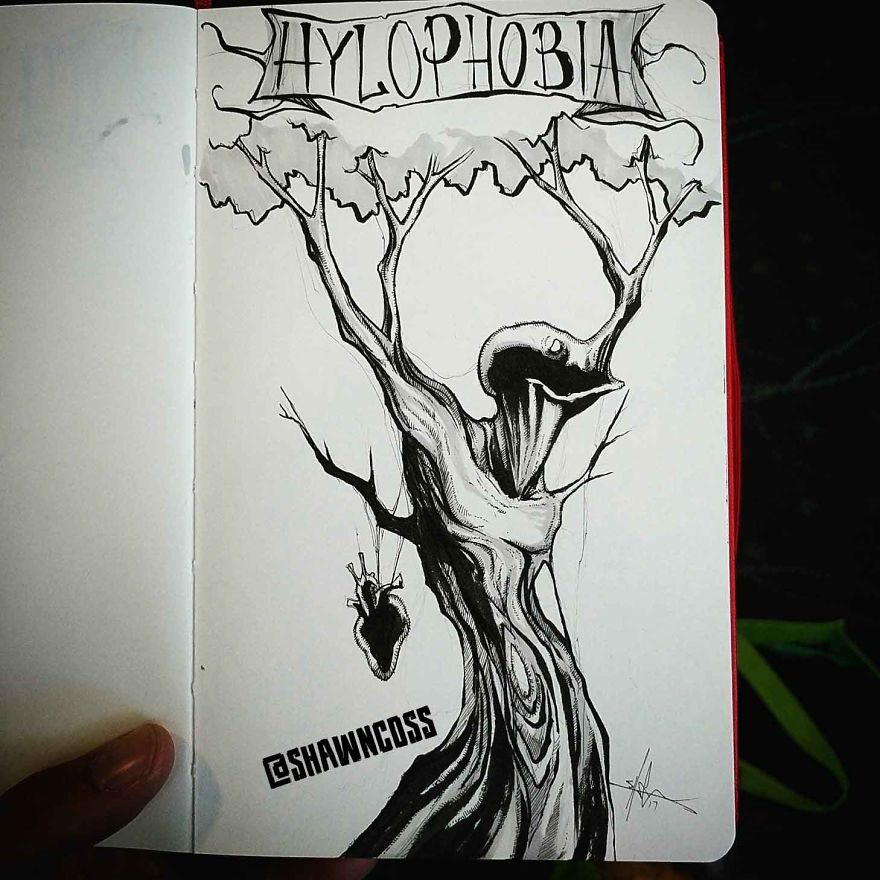 Hylophobia - Creepy, frightening drawings about the most common phobias of a person and their description Хилофобия - Изображения фобий человека