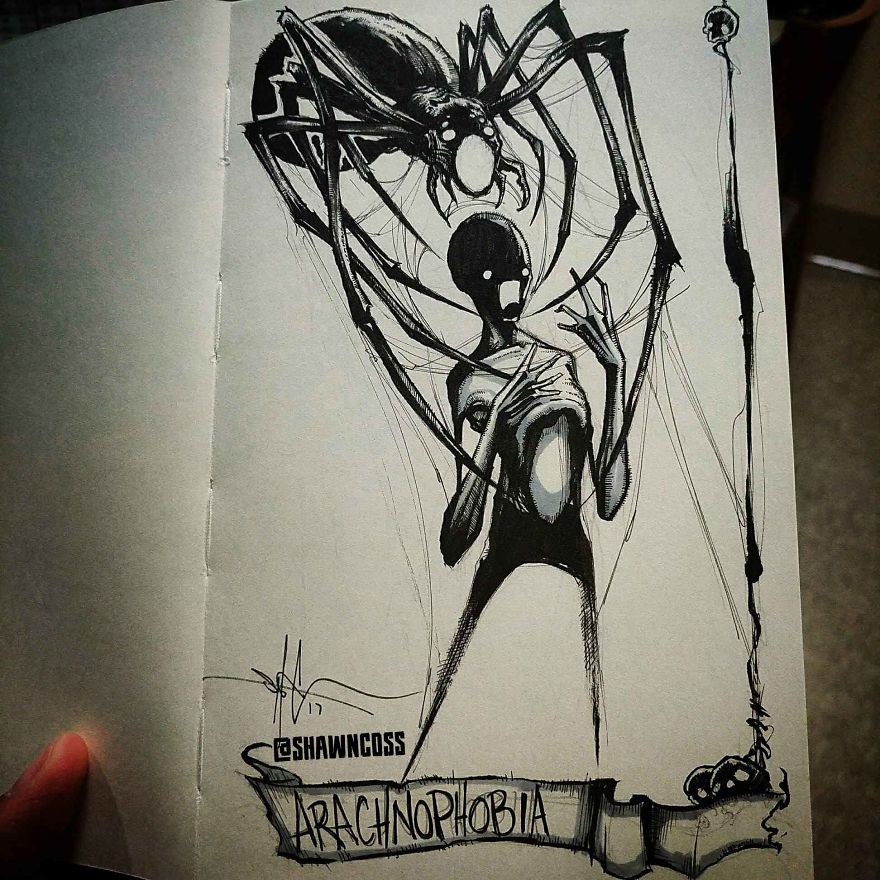 Arachnophobia - Creepy, frightening drawings about the most common phobias of a person and their description Арахнофобия - Изображения фобий человека