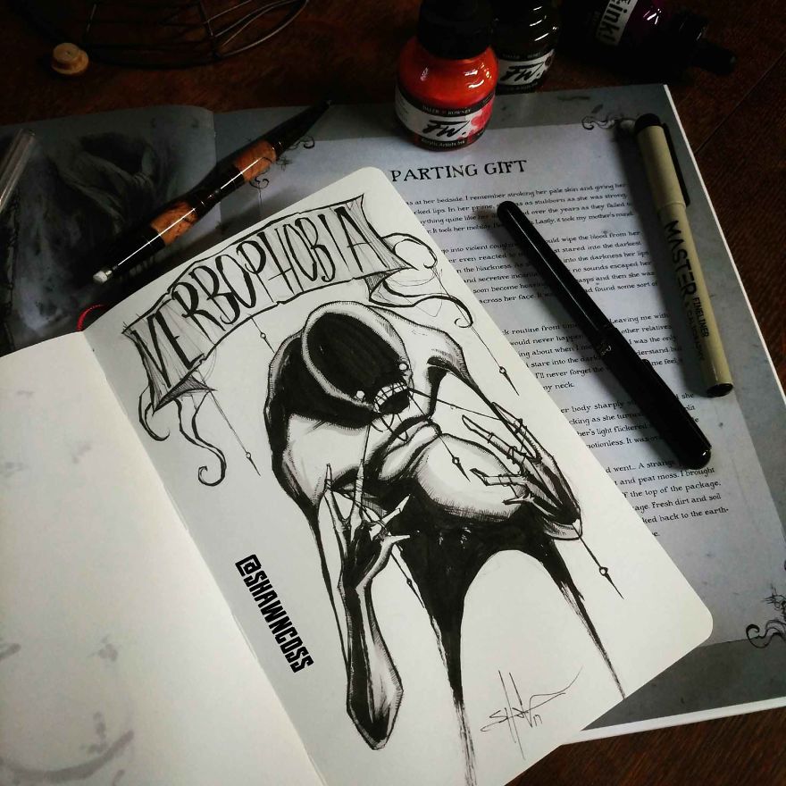 Verbobobia - Creepy, frightening drawings about the most common phobias of a person and their description Вербофобия - Изображения фобий человека