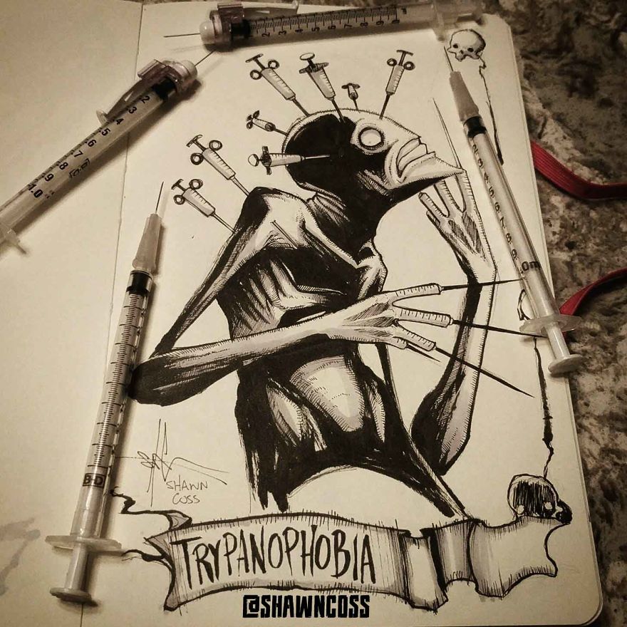 Trypanophobia - Creepy, frightening pictures about the most common phobias of a person and their description Трипанофобия - Изображения фобий человека