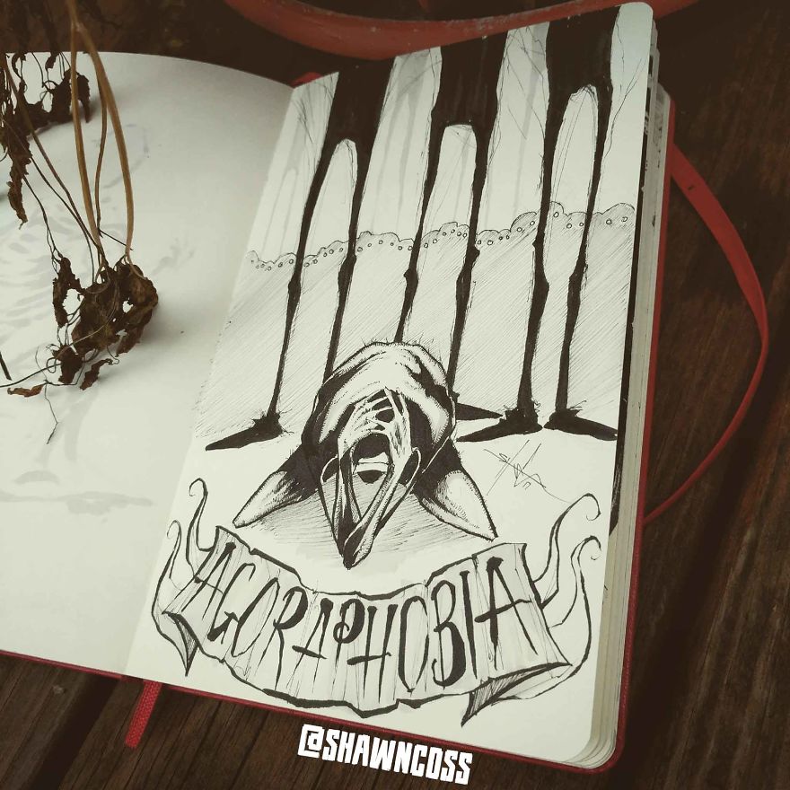 Agoraphobia - Creepy, frightening drawings about the most common phobias of a person and their description Агорафобия - Изображения фобий человека