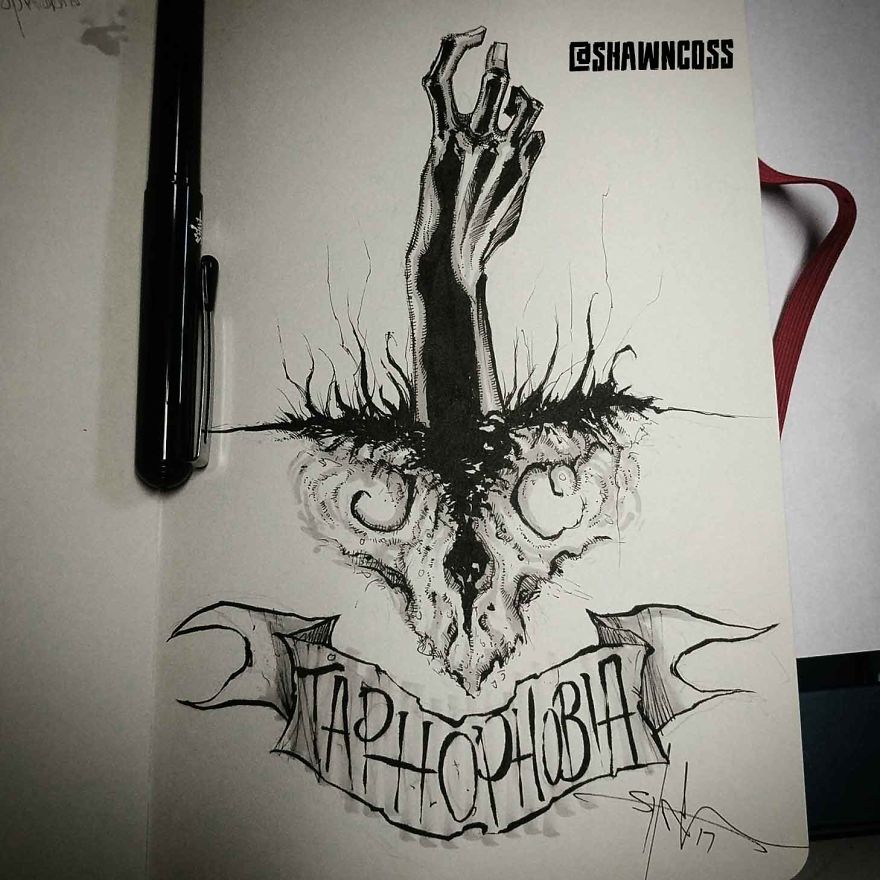Tafofobiya - Creepy, frightening drawings about the most common phobias of a person and their description Тафофобия - Изображения фобий человека