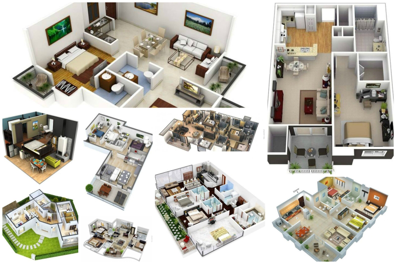 Примеры 3d планов квартир и домов