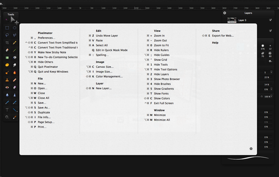 CheatSheet - free cheat sheet with keyboard shortcuts for Mac