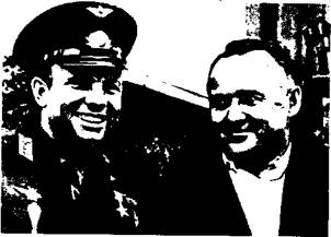 Chief Designer of Spacecraft S.P. Korolyov and the first cosmonaut of the Earth Yu.A. Gagarin