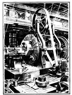 Frontal lathe with a drive from an electric motor (France, end of XIX century).