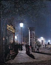 Electrical street lighting in Berlin 1884