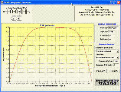 PROGRAM FOR CALCULATION OF QUARTZ FILTERS. Quartz 5.9.0.5 rus