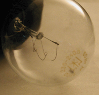 Burned lamp 220V, 60 W before the start of the experiment.