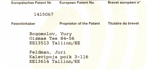 Europatent for invention