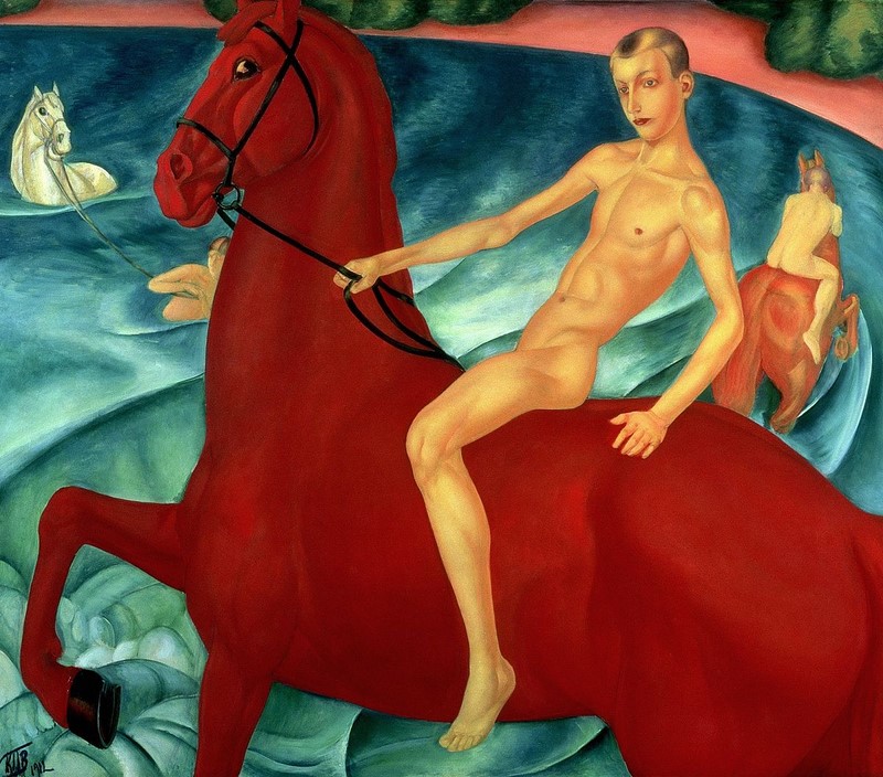 Kuzma Petrov-Vodkin, “Bathing the Red Horse” Кузьма Петров-Водкин, «Купание красного коня»