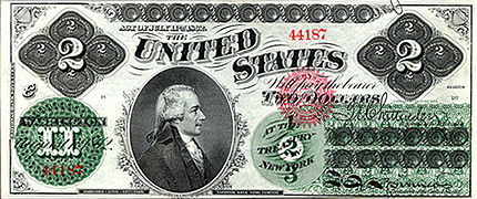 2 dollars in 1862 2 доллара 1862 года