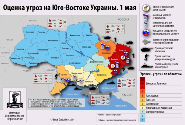 Assessment of threats in the Southeast of Ukraine on May 1