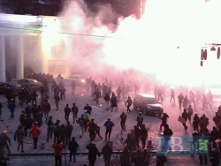 The noise grenade tore the leg of the protestor, the second one is damaged head