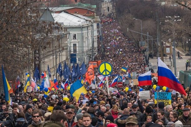 In Moscow, the rally of the peace march in support of Ukraine