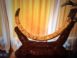 Giant carved mammoth tusk in the Yanukovych billiard room.
