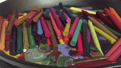Melting of colored crayons - Destruction of objects in hyphae (12 hyphae) Плавление цветных мелков - Уничтожение предметов в гифках (12 гиф)