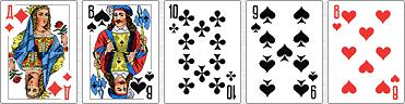 5 consecutive cards of different suits