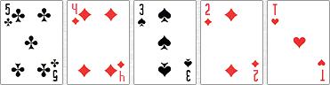 5 consecutive cards of different suits