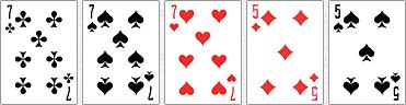 3 cards of one rank and two cards of the same rank