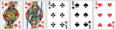 3 cards of one rank and two cards of the same rank