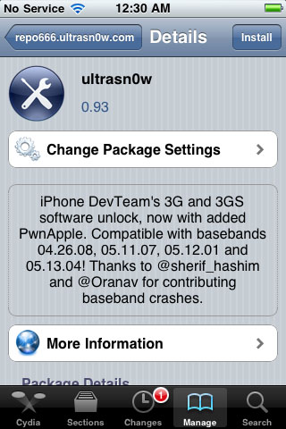 Анлок модема от 04.26.08 до 05.13.04 для iphone 3G,3GS,4 с помощью Ultrasn0w