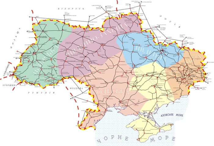 Map of the railways of Ukraine