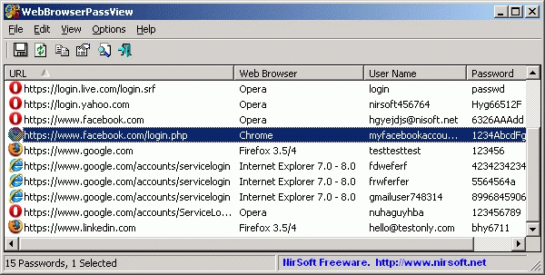 The program shows the passwords of the browsers