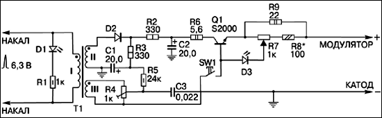 The scheme of the device for restoration of a kinescope
