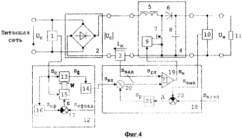 Secondary power supply circuit with distortion compensation in the supply network
