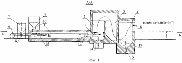 INSTALLATION FOR COMBUSTION OF SOLID HOUSEHOLD AND OTHER ORGANIC WASTES WITH ANGLE