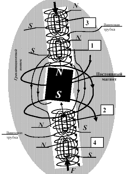 Consider the formation of a magnetic force between a permanent magnet and four magnetic bodies (Figure 18)