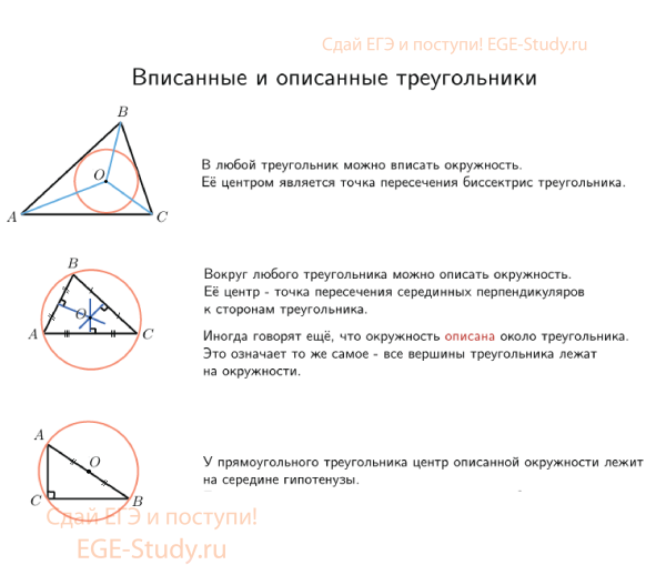 Inscribed and described triangles