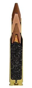 Chucks in a cut: Special cartridge 7,62x5,6 mm Salvo Squeezebore with three brass bullets
