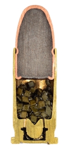 Cartridges in a cut: British pistol cartridge of caliber 9x19 mm (Luger / Parabellum)